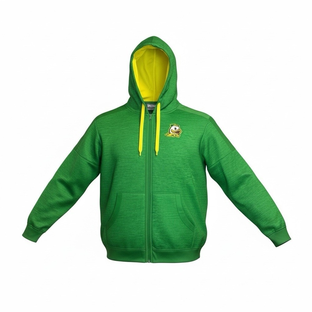 Oregon Ducks Full Zip Hoodie NCAA Oregon UO Hooded Sweatshirt Green
